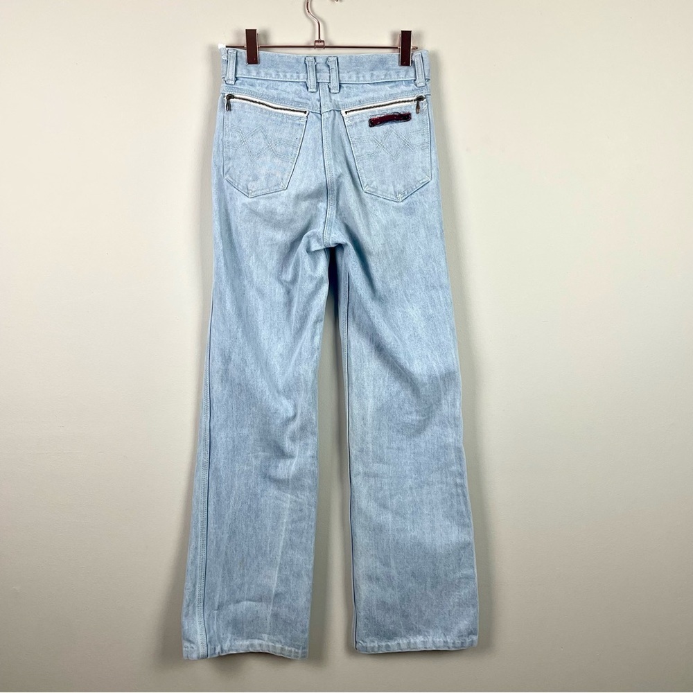 French Star Vintage 70s Jeans High Rise Light Wash Zipper Back Pocket Size 27‎ - Picture 10 of 16